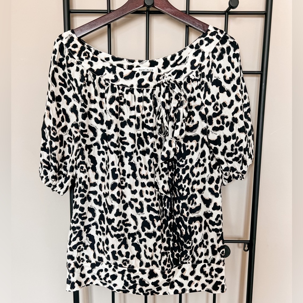 WHBM 💯 Silk Leopard Print Tie Top Sz S